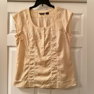 Western Floral cap sleeved blouse, Eddie Bauer,  size Large, rich butter & coral